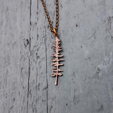 Spruce Tree Silhouette Sitka Charm Pendant Necklace Solid Cast Jeweler's Bronze - Moon Raven Designs