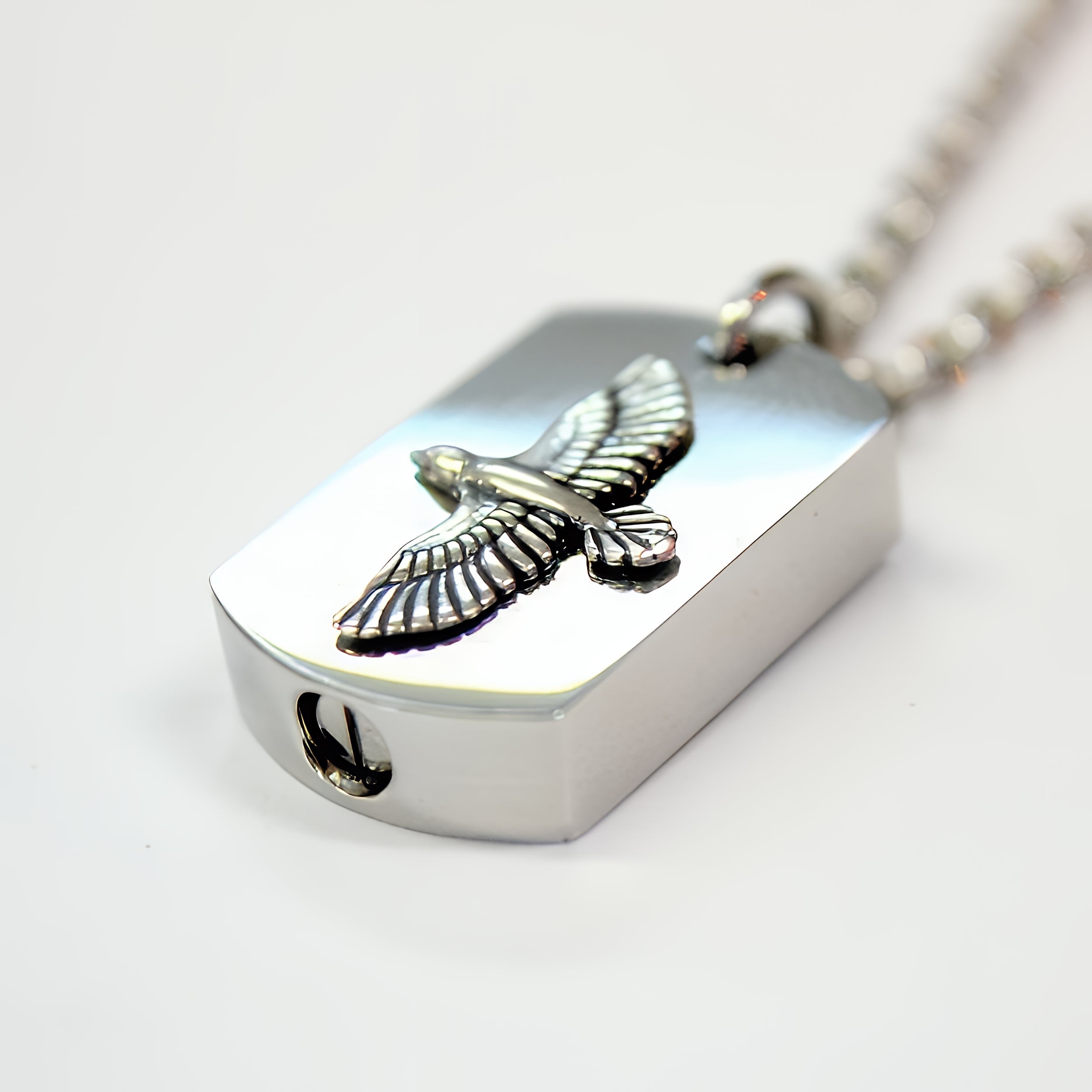 Silver Soaring Raven Cremation Urn - Moon Raven Designs