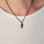 Tiny Grey Wolf Skull Charm Necklace - Moon Raven Designs