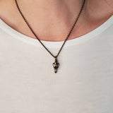 Tiny Grey Wolf Skull Charm Necklace - Moon Raven Designs