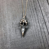 Antique Silver Crow Skull Cremation Urn Pendant Necklace - Solid Hand Cast Anatomically Correct Bird Skull Memorial Keepsake