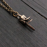 Solid Bronze Chainsaw Necklace Chainsaw Charm Necklace