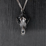 Grey Wolf Skull Pendant Necklace - Solid Sterling Silver - Dark Oxidized Finish - Multiple Chain Lengths - Animal Jewelry
