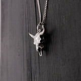 Solid Sterling Silver Bison Skull Necklace - Detailed Americana Jewelry - Unisex Statement Jewelry Gift
