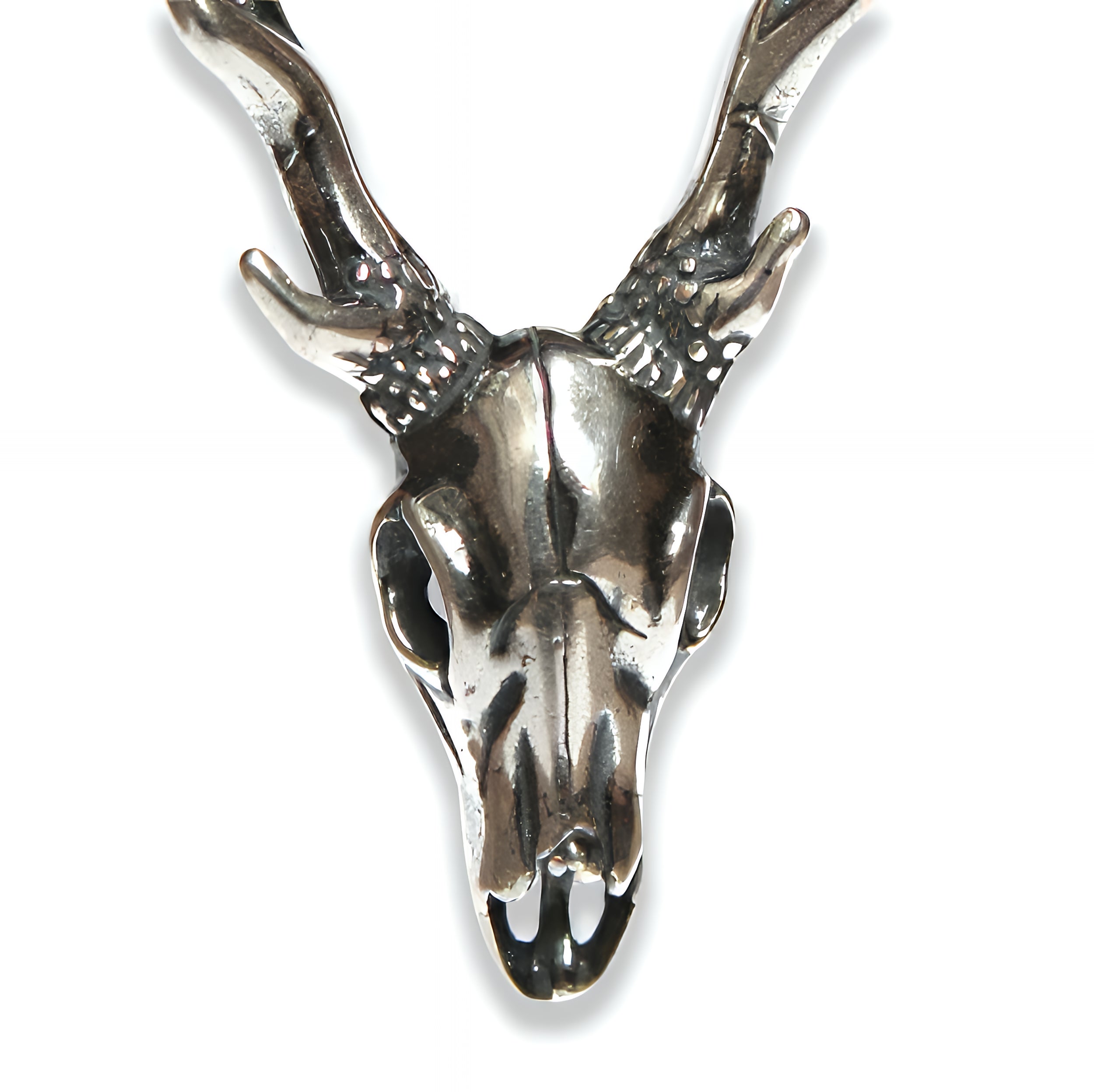 Sterling Deer Skull Pendant Necklace - Moon Raven Designs