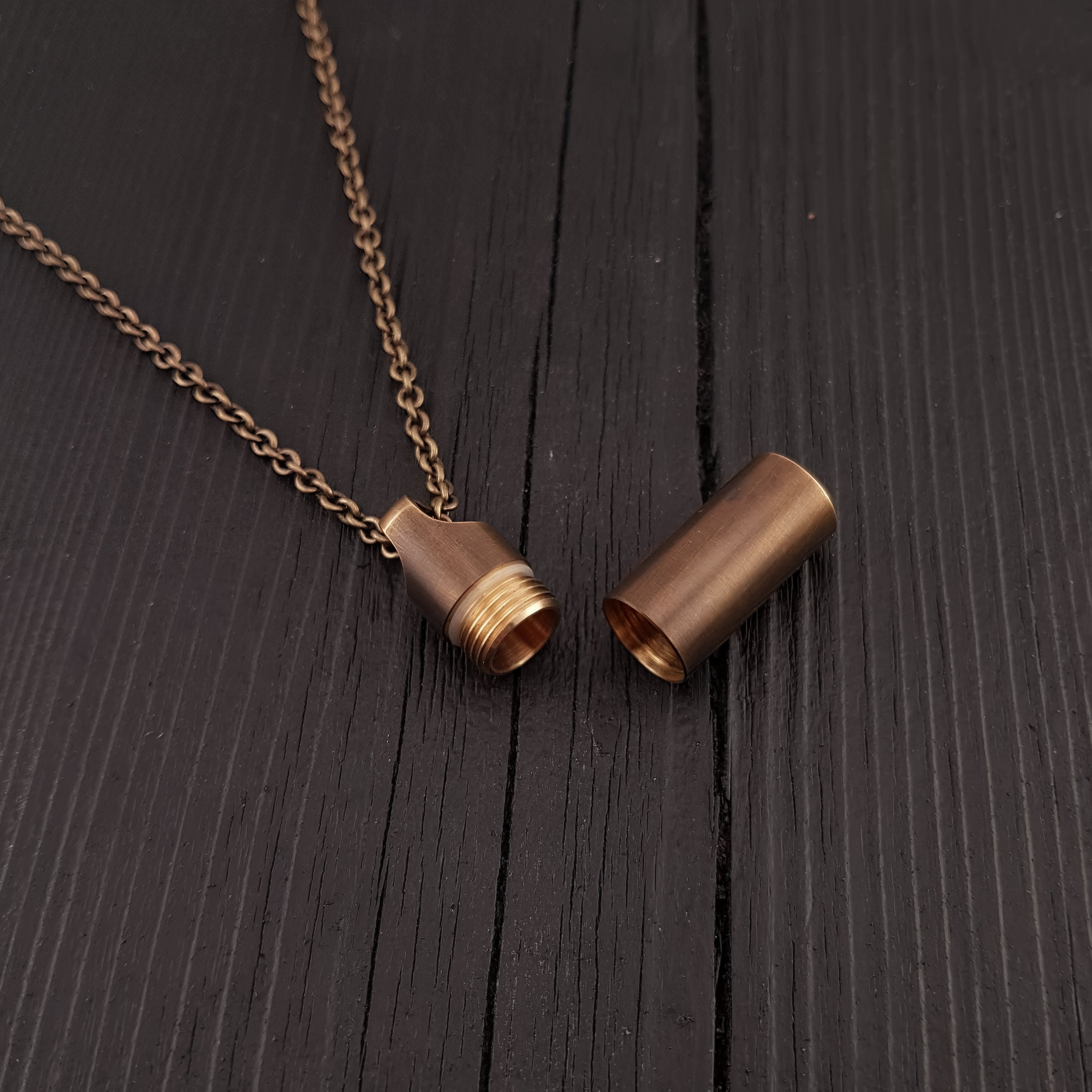 Small Antique Brass Cylinder Capsule - Moon Raven Designs