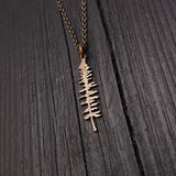Spruce Tree Silhouette Sitka Charm Pendant Necklace Solid Cast Jeweler's Bronze - Moon Raven Designs