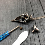 Antique Silver Crow Skull Cremation Urn Pendant Necklace - Solid Hand Cast Anatomically Correct Bird Skull Memorial Keepsake