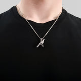 Silver Standing Raven Necklace Charm Pendant in Solid Hand Cast 925 Sterling Silver - Standing Crow Bird Unisex Nature Jewelry Gift