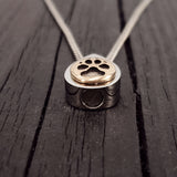 Dog Paw Print Tear Drop Cremation Ash Urn Necklace - Sold Bronze on Stainless Steel - Custom Engraved Personalised Mourning Pet Urn