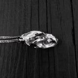 Grizzly Bear Skull Necklace - Solid Sterling Silver - Three Dimensional Detail - Polished Oxidized Finish - Multiple Chain Lengths