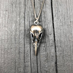 Antique Silver Crow Skull Cremation Urn Pendant Necklace - Solid Hand Cast Anatomically Correct Bird Skull Memorial Keepsake