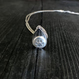 Cat Paw Print Tear Drop Cremation Ash Urn Necklace - Sterling Silver on Stainless Steel - Custom Engraved Personalised Mourning Pet Urn