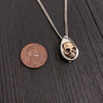 Human Skull Tear Drop Cremation Ash Urn Necklace - Bronze on Stainless Steel - Custom Engraved Personalized Mourning Urn