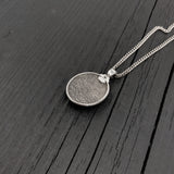 Silver disc pendant on delicate chain, modern style | Moon Raven