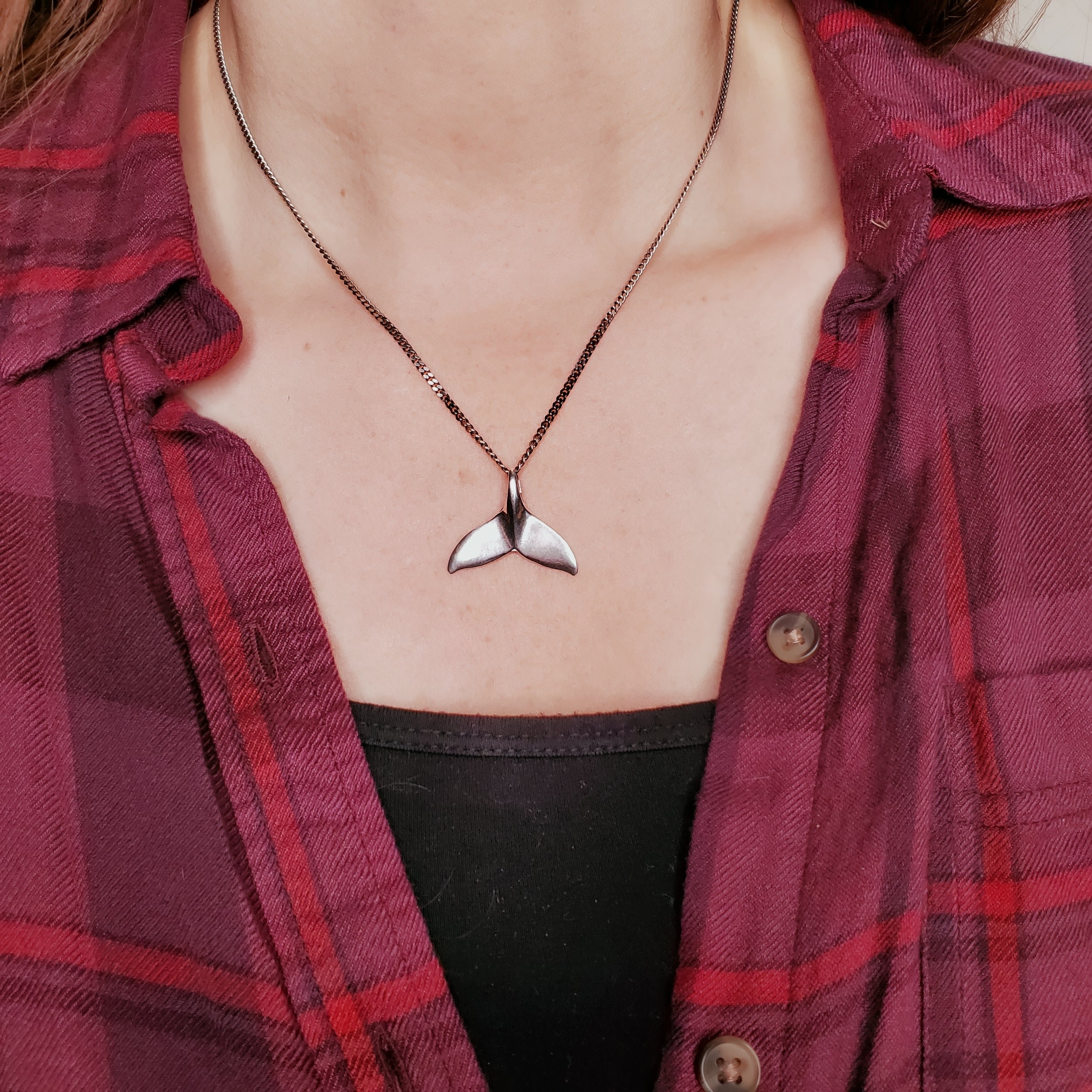 Humpback Whale Fluke Necklace Whale Tail Pendant - Moon Raven Designs