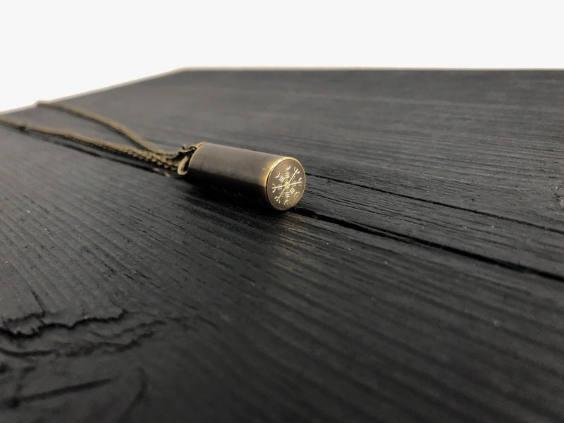Viking Aegishjalmur Cremation Ash Urn Necklace Solid Brass