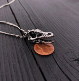 Silver necklace with penny pendant, vintage style | Moon Raven