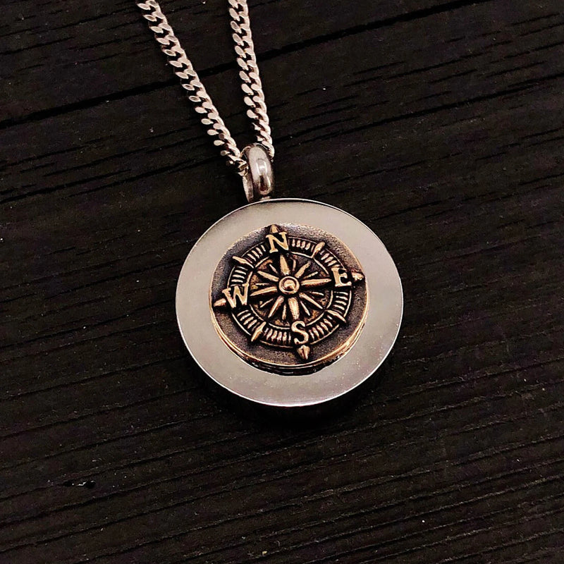Bronze Compass Rose Cremation Urn Pendant