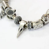 Raven Skull Charm - Solid Sterling Silver European Bead, Pandora Compatible