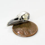 Raven Skull Charm - Solid Sterling Silver European Bead, Pandora Compatible