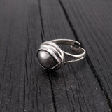 Eye of the Raven Protection Amulet Wrap Ring - Solid Hand Cast 925 Sterling Silver - Polished Oxidised Finish - Sizes 5 to 10 Available
