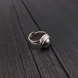 Eye of the Raven Protection Amulet Wrap Ring - Solid Hand Cast 925 Sterling Silver - Polished Oxidised Finish - Sizes 5 to 10 Available