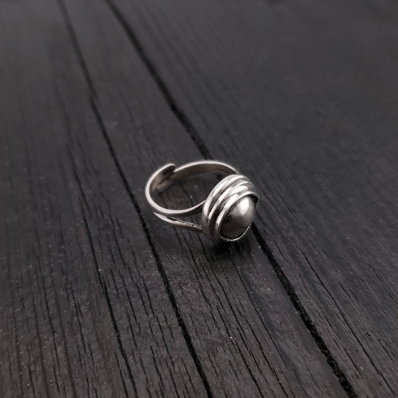 Eye of the Raven Protection Amulet Wrap Ring - Solid Hand Cast 925 Sterling Silver - Polished Oxidised Finish - Sizes 5 to 10 Available