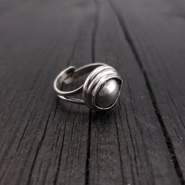 Eye of the Raven Protection Amulet Wrap Ring - Solid Hand Cast 925 Sterling Silver - Polished Oxidised Finish - Sizes 5 to 10 Available