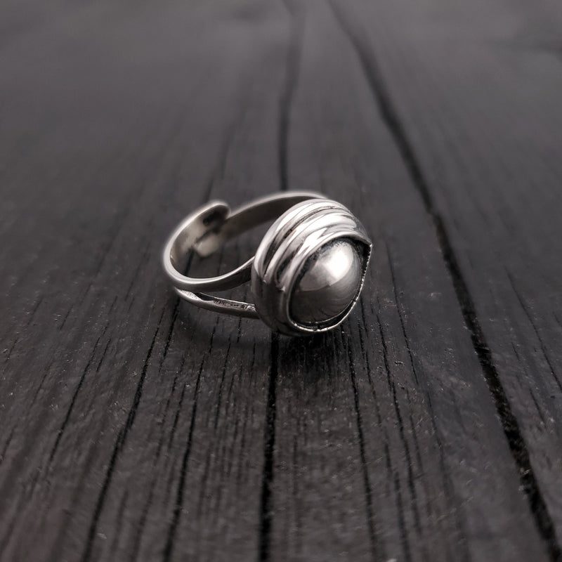 Eye of the Raven Protection Amulet Wrap Ring - Solid Hand Cast 925 Sterling Silver - Polished Oxidised Finish - Sizes 5 to 10 Available