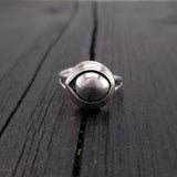 Eye of the Raven Protection Amulet Wrap Ring - Solid Hand Cast 925 Sterling Silver - Polished Oxidised Finish - Sizes 5 to 10 Available