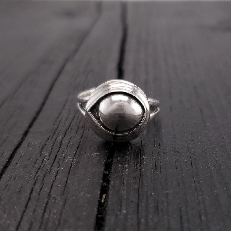 Eye of the Raven Protection Amulet Wrap Ring - Solid Hand Cast 925 Sterling Silver - Polished Oxidised Finish - Sizes 5 to 10 Available