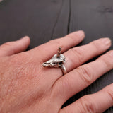 Unicorn Skull Ring - Solid Hand Cast Silver Plated Bronze - Polished Oxidised Finish - Sizes 5 to 11 Available - Rare Unique Gift for Her