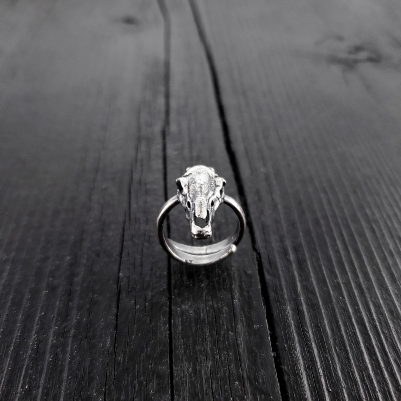 Horse Skull Ring - Solid Hand Cast Silver Plated Bronze - Oxidised Finish - Sizes 5 to 11 Available - Rare Unique Gift for Him or Her