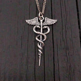 Caduceus Necklace in Solid Sterling Silver Medical Symbol Jewelry- Gift for Doctor Nurse or Medical Student Pendant Medicine Gift