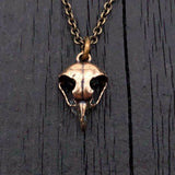 Owl Skull Necklace in Solid Bronze Great Horned Owl Skull Pendant Necklace Moon Raven Designs