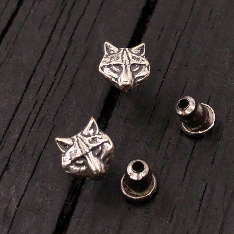 Wolf Stud Earrings Sterling Silver Grey Wolf Pack Post Earrings