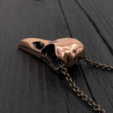 Raven Skull Pendant Necklace in Solid Silicon Bronze