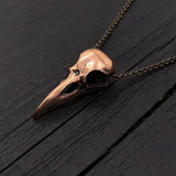 Raven Skull Pendant Necklace in Solid Silicon Bronze