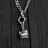 Piston Rod Necklace Sterling Silver Pendant - Industrial Style Automotive Jewelry Gift