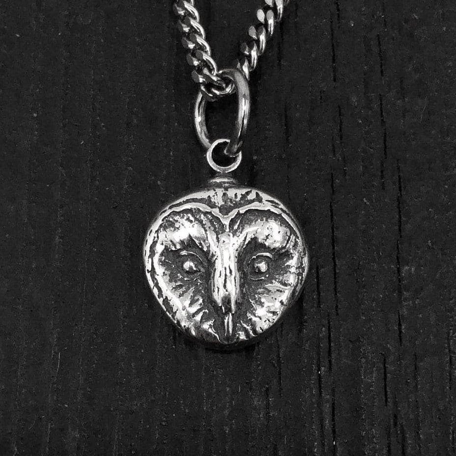 Sterling Silver Barn Owl Pendant - Moon Raven Designs