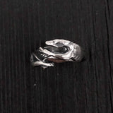 Sterling Silver Greyhound Ring – Sculptured Wrap Band with Oxidized Finish