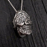 Sugar Skull  Necklace Day of the Dead Pendant - Moon Raven Designs