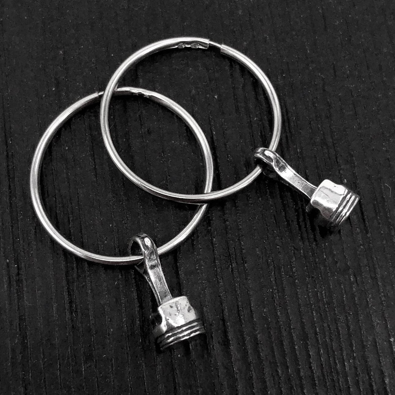Piston And Rod Hoop Earrings - Moon Raven Designs