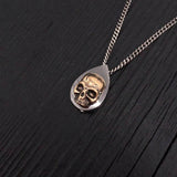 Human Skull Tear Drop Cremation Ash Urn Necklace - Bronze on Stainless Steel - Custom Engraved Personalized Mourning Urn
