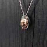 Human Skull Tear Drop Cremation Ash Urn Necklace - Bronze on Stainless Steel - Custom Engraved Personalized Mourning Urn