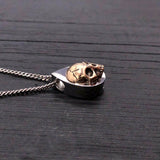 Human Skull Tear Drop Cremation Ash Urn Necklace - Bronze on Stainless Steel - Custom Engraved Personalized Mourning Urn