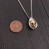Human Skull Tear Drop Cremation Ash Urn Necklace - Bronze on Stainless Steel - Custom Engraved Personalized Mourning Urn