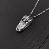 Alligator Skull Necklace - Sterling Silver 3D Pendant by Moon Raven Designs