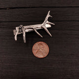 Elk Antler Tie Bar Silver Plated Elk Antler Tie Clasp Deer Antler